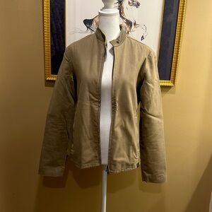 BMW lifestyle tan canvas and leather jacket.